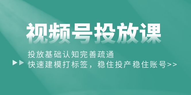 （10205期）视频号投放课：投放基础认知完善疏通，快速建模打标签，稳住投产稳住账号-自媒体副业资源网