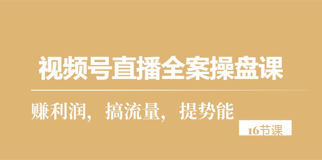 （10207期）视频号直播全案操盘课，赚利润，搞流量，提势能（16节课）-自媒体副业资源网