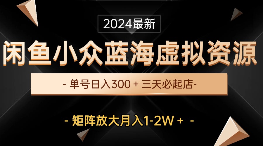 （10336期）最新闲鱼小众蓝海虚拟资源，单号日入300＋，三天必起店，矩阵放大月入1-2W-自媒体副业资源网