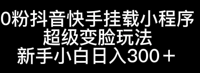 0粉抖音快手挂载小程序，超级变脸玩法，新手小白日入300+-自媒体副业资源网