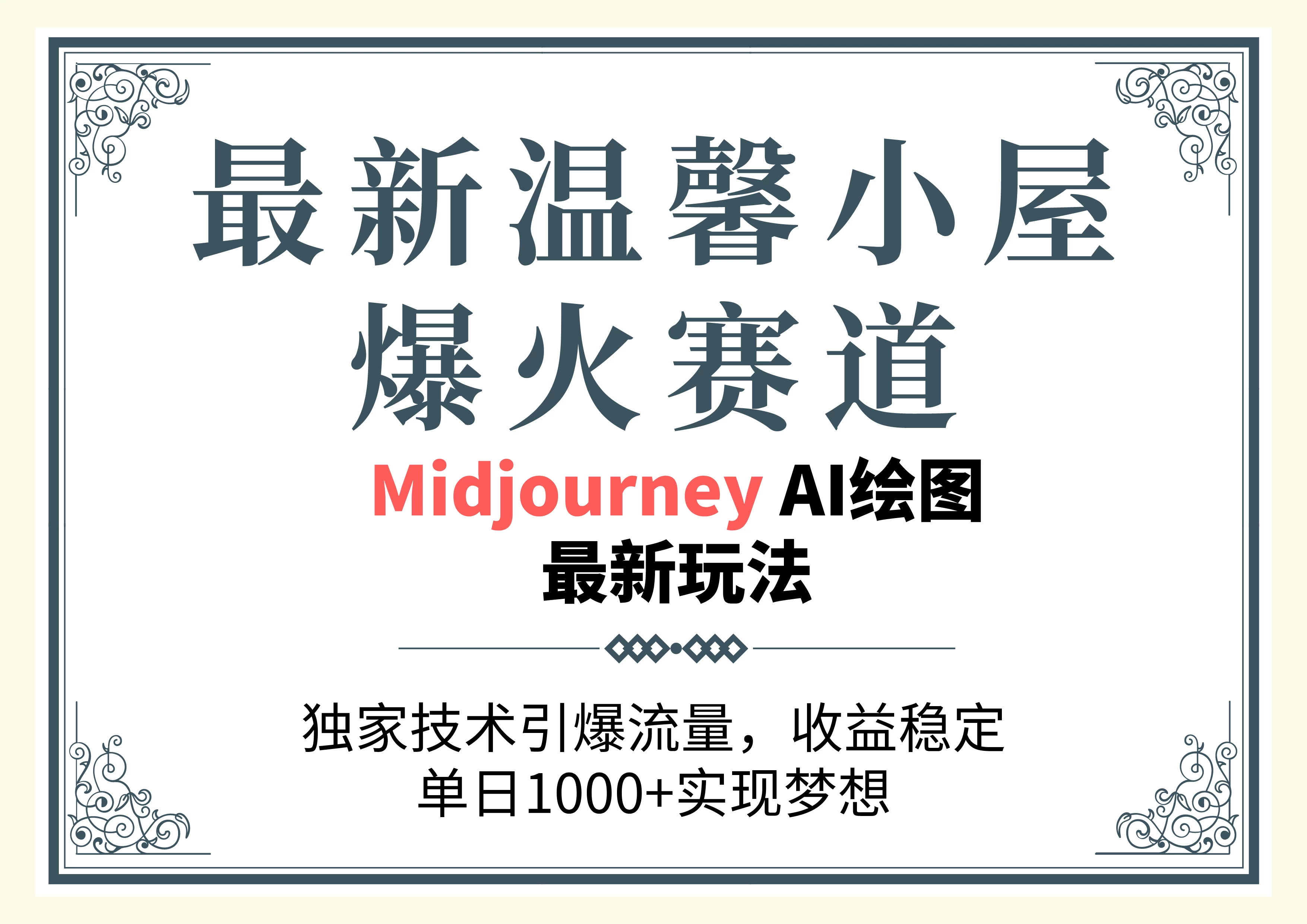 最新温馨小屋爆火赛道，独家技术引爆流量，收益稳定，单日1000+实现梦想-自媒体副业资源网