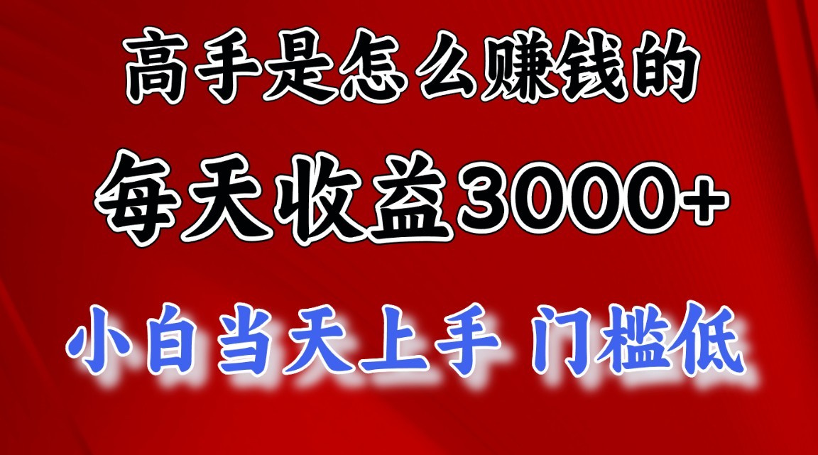 高手是怎么赚钱的，一天收益3000+，闷声发财项目，不是一般人能看懂的-自媒体副业资源网