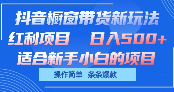 抖音橱窗带货新玩法，单日收益几张，操作简单，条条爆款-自媒体副业资源网