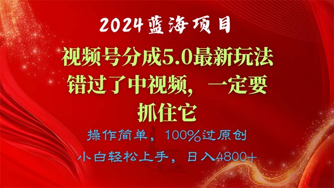 （11032期）2024蓝海项目，视频号分成计划5.0最新玩法，错过了中视频，一定要抓住…-自媒体副业资源网