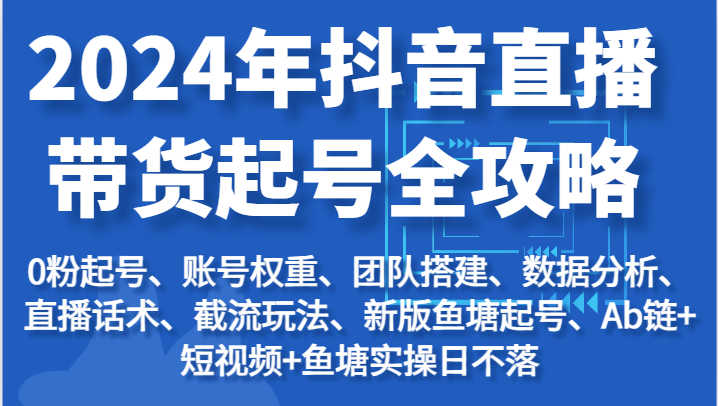 2024年抖音直播带货起号全攻略：起号/权重/团队/数据/话术/截流等-自媒体副业资源网