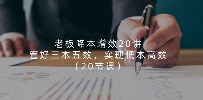 （11238期）老板 降本增效20讲，管好 三本五效，实现低本高效（20节课）-自媒体副业资源网