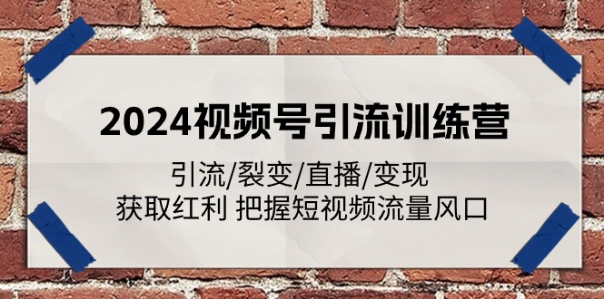 （11337期）2024视频号引流训练营：引流/裂变/直播/变现 获取红利 把握短视频流量风口-自媒体副业资源网