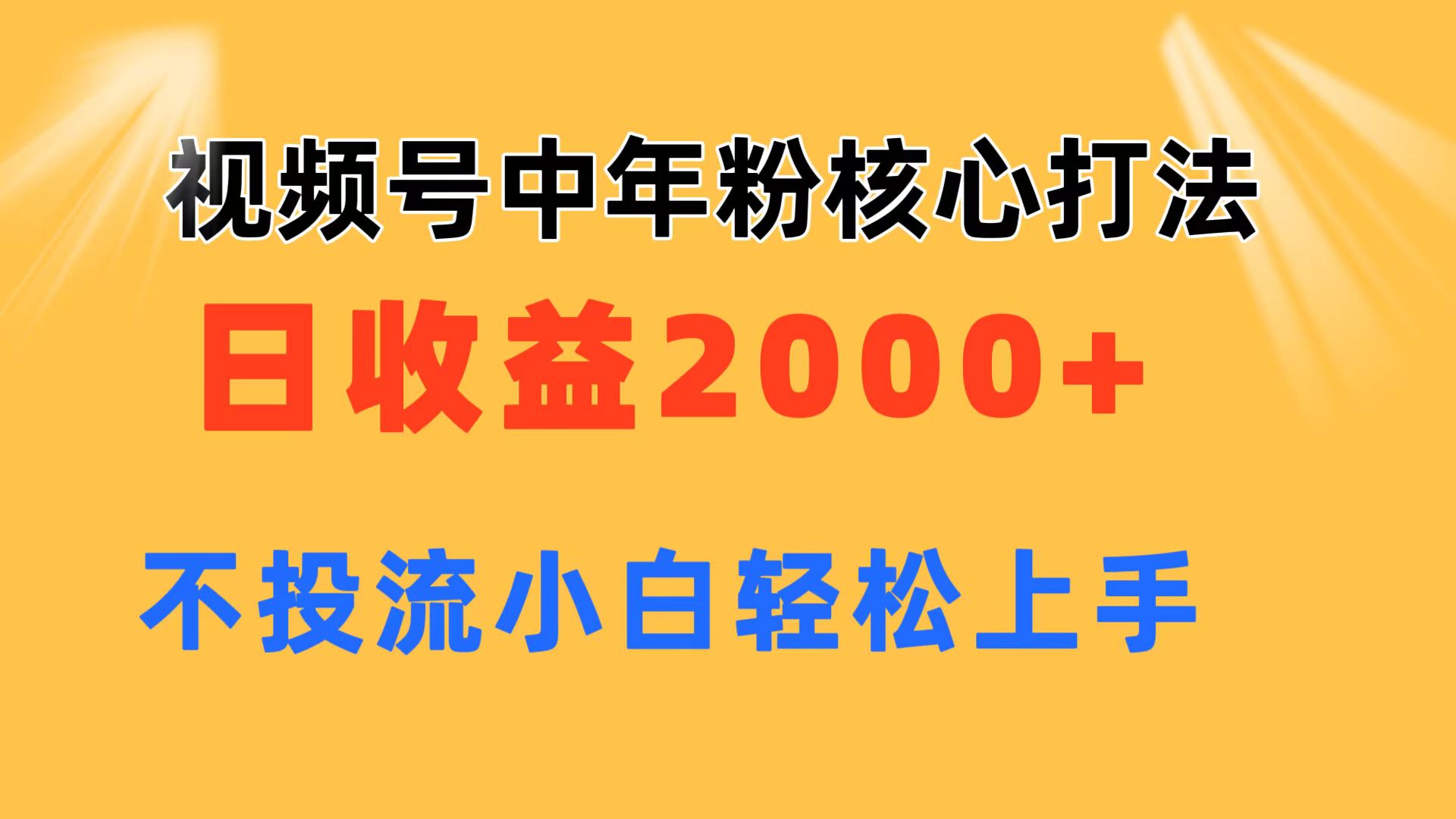 （11205期）视频号中年粉核心玩法 日收益2000+ 不投流小白轻松上手-自媒体副业资源网