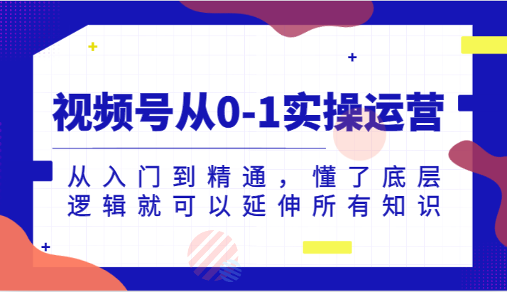 视频号从0-1实操运营，从入门到精通，懂了底层逻辑就可以延伸所有知识（更新2024.7）-自媒体副业资源网