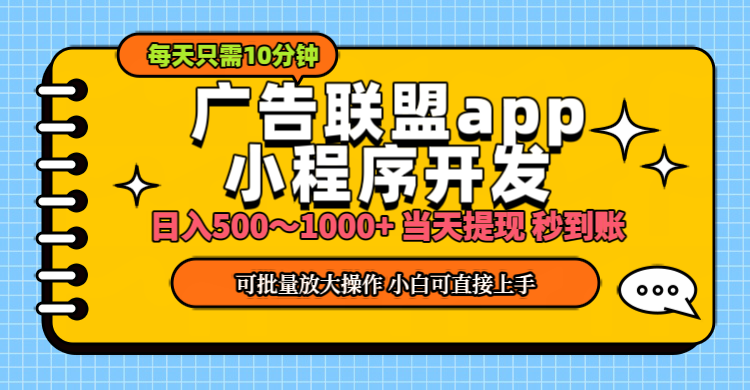 （11645期）小程序开发 广告赚钱 日入500~1000+ 小白轻松上手！-自媒体副业资源网