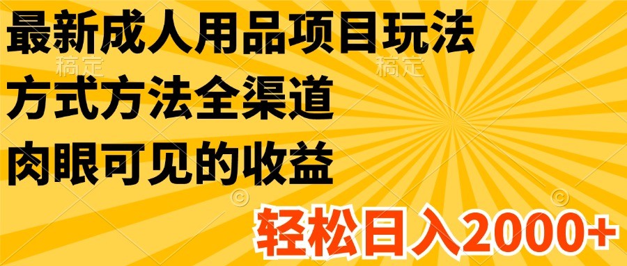 最新成人用品项目玩法，方式方法全渠道，肉眼可见的收益，轻松日入2000+-自媒体副业资源网