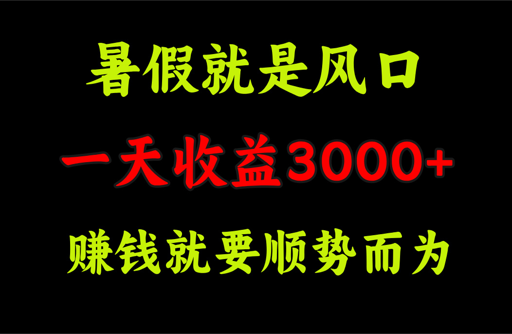 （11670期）一天收益3000+ 赚钱就是顺势而为，暑假就是风口-自媒体副业资源网