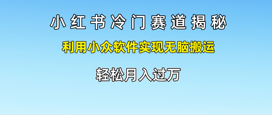 小红书冷门赛道揭秘,利用小众软件实现无脑搬运，轻松月入过万-自媒体副业资源网