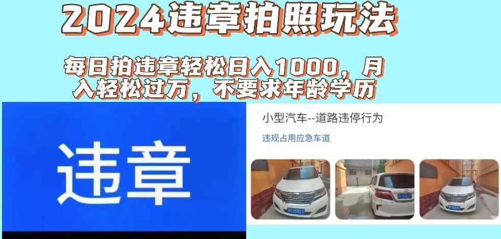 （11743期）2024违章拍照新玩法，推广躺赚+拍照赚钱双模式，日入1000+-自媒体副业资源网