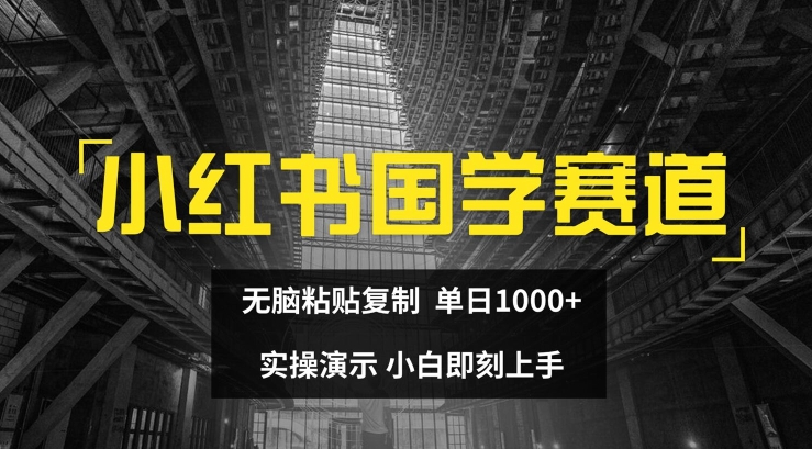 小红书国学赛道，无脑粘贴复制，单日1K，实操演示，小白即刻上手-自媒体副业资源网