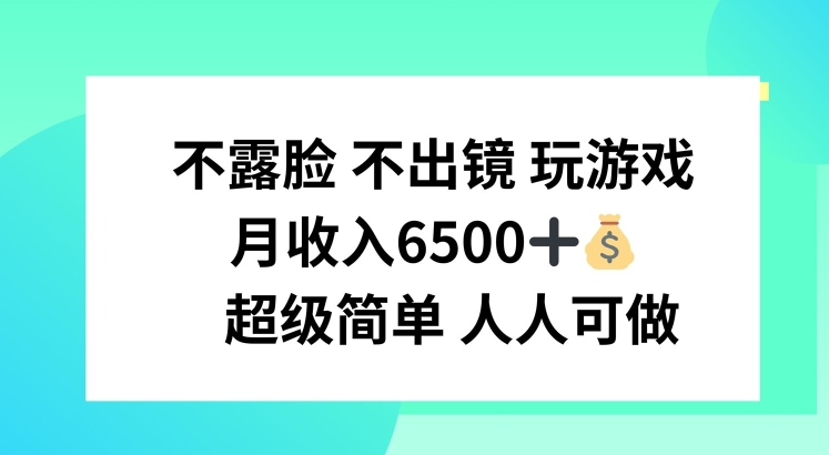 不露脸 不出境 玩游戏，月入6500 超级简单 人人可做-自媒体副业资源网