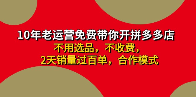 （11853期）拼多多 最新合作开店日收4000+两天销量过百单，无学费、老运营代操作、…-自媒体副业资源网