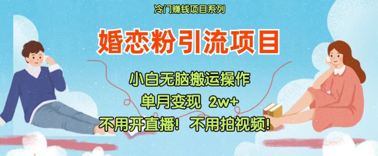 小红书婚恋粉引流，不用开直播，不用拍视频，不用做交付-自媒体副业资源网