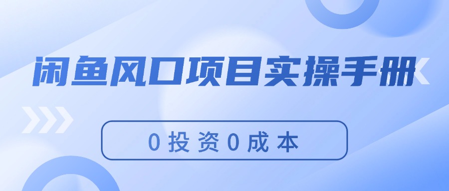 （11923期）闲鱼风口项目实操手册，0投资0成本，让你做到，月入过万，新手可做-自媒体副业资源网