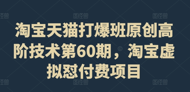 淘宝天猫打爆班原创高阶技术第60期，淘宝虚拟怼付费项目-自媒体副业资源网