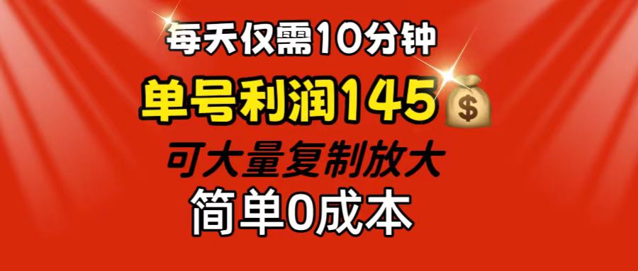 （12027期）每天仅需10分钟，单号利润145 可复制放大 简单0成本-自媒体副业资源网