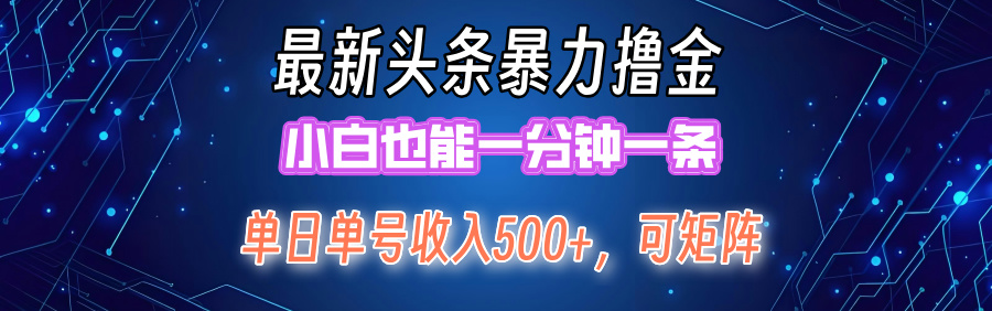 （12380期）最新暴力头条掘金日入500+，矩阵操作日入2000+ ，小白也能轻松上手！-自媒体副业资源网