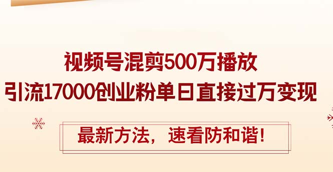 （12391期）精华帖视频号混剪500万播放引流17000创业粉，单日直接过万变现，最新方…-自媒体副业资源网