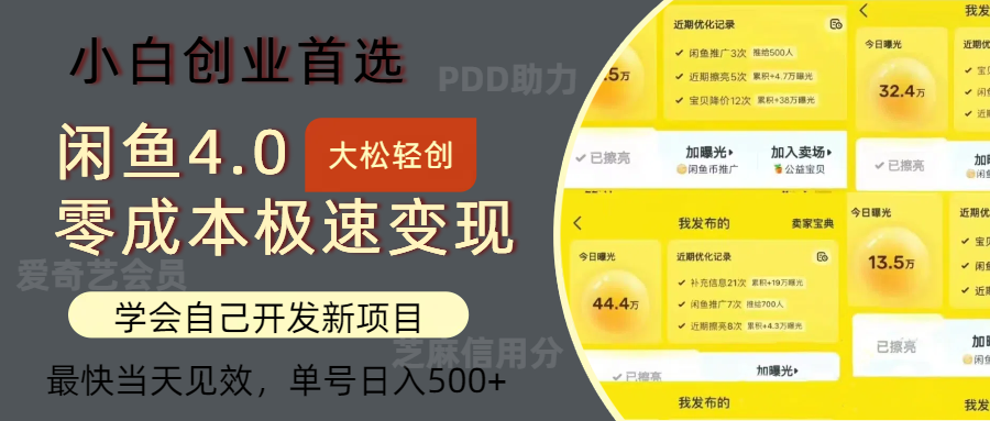 （12434期）闲鱼0成本极速变现项目，多种变现方式 单号日入500+最新玩法-自媒体副业资源网