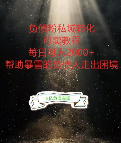 负债粉掘金计划，帮助负债者解决问题，债务规划，债务重组，最好的变现方式-自媒体副业资源网