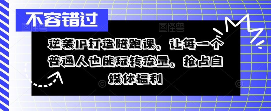 逆袭IP打造陪跑课，让每一个普通人也能玩转流量，抢占自媒体福利-自媒体副业资源网