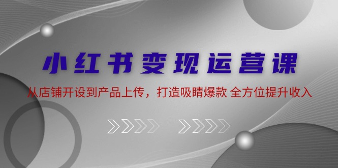 小红书变现运营课：从店铺开设到产品上传，打造吸睛爆款 全方位提升收入-自媒体副业资源网