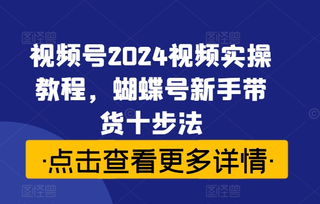 视频号2024视频实操教程，蝴蝶号新手带货十步法-自媒体副业资源网