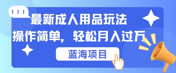 最新成人用品项目玩法，操作简单，动动手，轻松日入几张-自媒体副业资源网