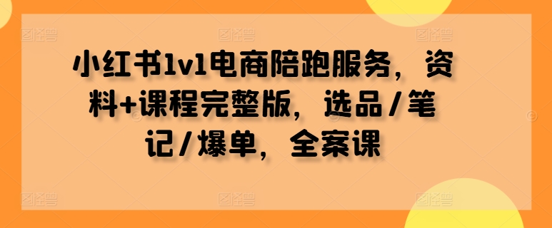 小红书1v1电商陪跑服务，资料+课程完整版，选品/笔记/爆单，全案课-自媒体副业资源网