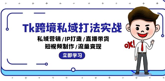 （12598期）Tk跨境私域打法实战：私域营销/IP打造/直播带货/短视频制作/流量变现-自媒体副业资源网