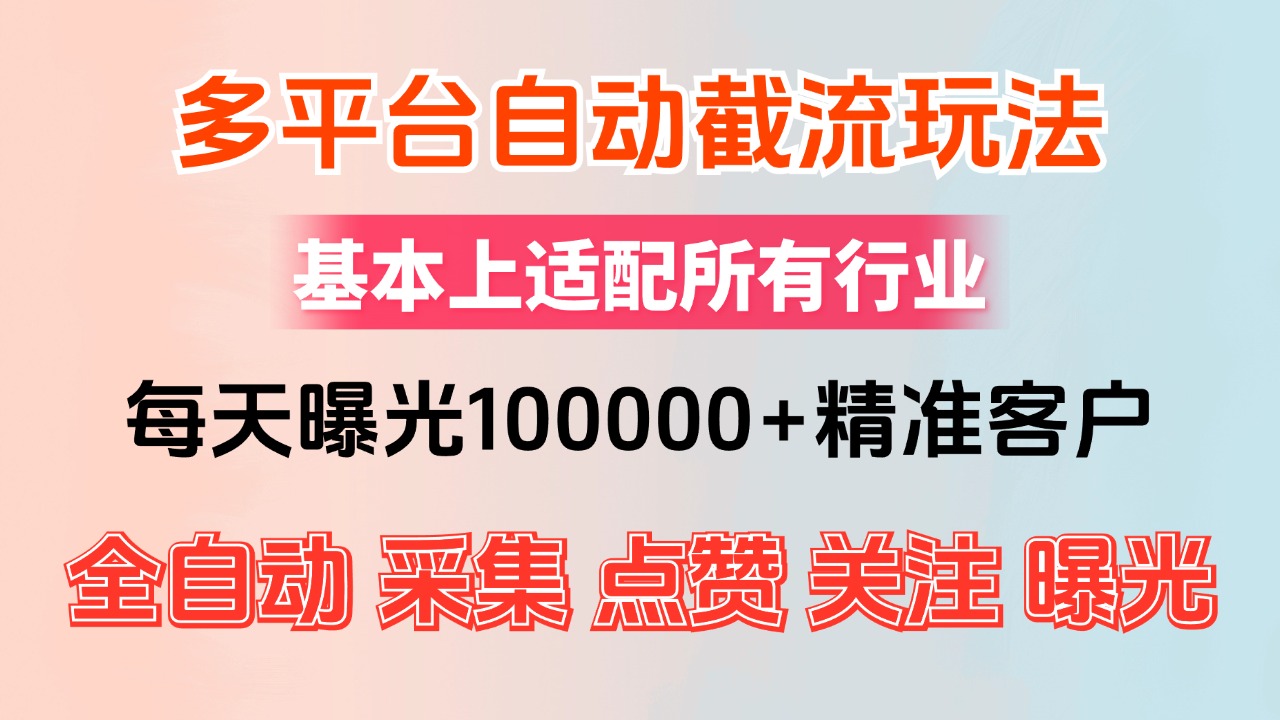 （12709期）小红书抖音视频号最新截流获客系统，全自动引流精准客户【日曝光10000+…-自媒体副业资源网