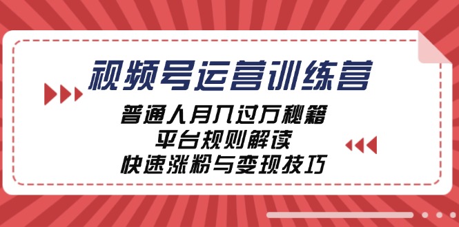 （12722期）视频号运营训练营：普通人月入过万秘籍，平台规则解读，快速涨粉与变现…-自媒体副业资源网