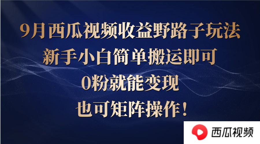 （12760期）西瓜视频收益野路子玩法，新手小白简单搬运即可，0粉就能变现，也可矩…-自媒体副业资源网