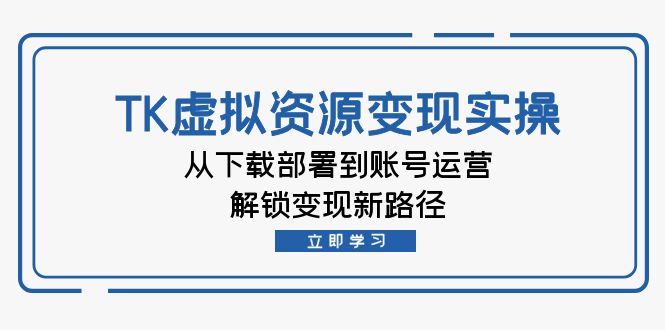 （12770期）TK虚拟资料变现实操：从下载部署到账号运营，解锁变现新路径-自媒体副业资源网