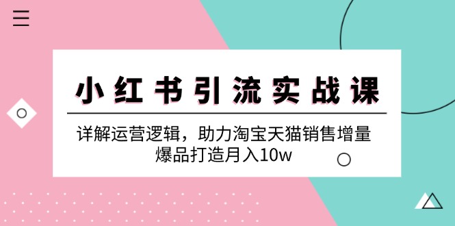 （12809期）小红书引流实战课：详解运营逻辑，助力淘宝天猫销售增量，爆品打造月入10w-自媒体副业资源网