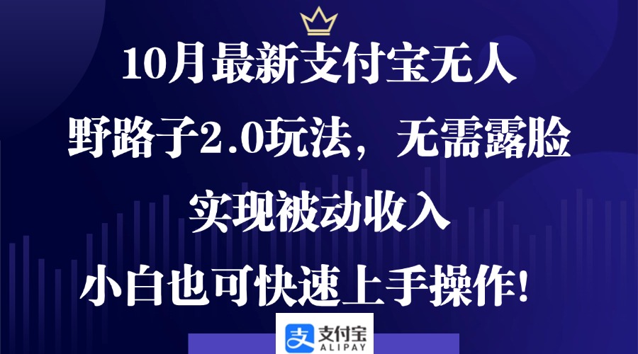 （12824期）10月最新支付宝无人野路子2.0玩法，无需露脸，实现被动收入，小白也可…-自媒体副业资源网