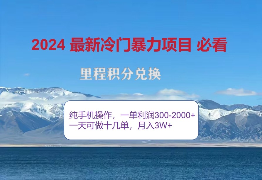 2024惊爆冷门暴利，里程积分最新玩法，高爆发期，一单300+—2000+-自媒体副业资源网