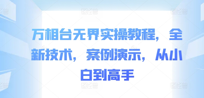 万相台无界实操教程，全新技术，案例演示，从小白到高手-自媒体副业资源网