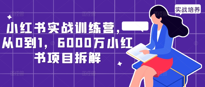 小红书实战训练营，从0到1，6000万小红书项目拆解-自媒体副业资源网