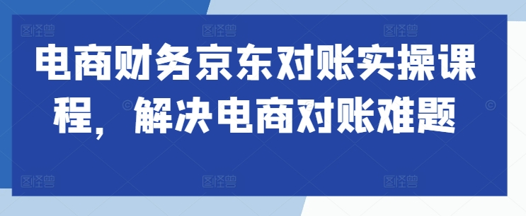 电商财务京东对账实操课程，解决电商对账难题-自媒体副业资源网