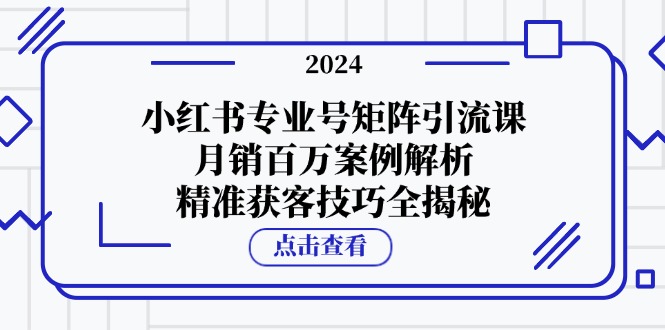 小红书专业号矩阵引流课，月销百万案例解析，精准获客技巧全揭秘-自媒体副业资源网