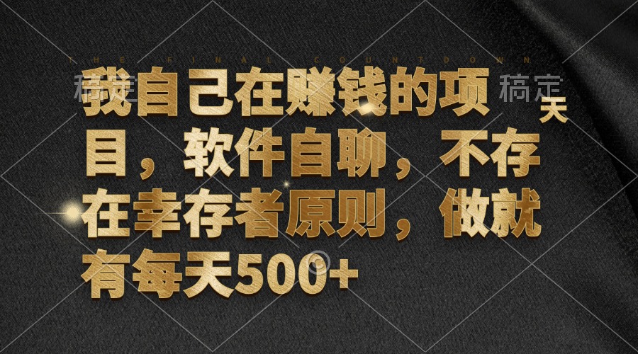 （12956期）我自己在赚钱的项目，软件自聊，不存在幸存者原则，做就有每天500+-自媒体副业资源网