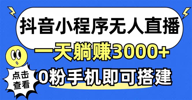 （12988期）抖音小程序无人直播，一天躺赚3000+，0粉手机可搭建，不违规不限流，小…-自媒体副业资源网