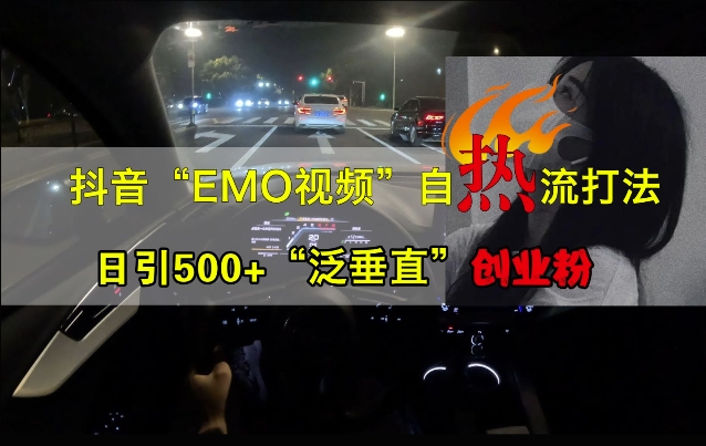 抖音EMO视频自热打法，日引500+“泛垂直”创业粉-自媒体副业资源网