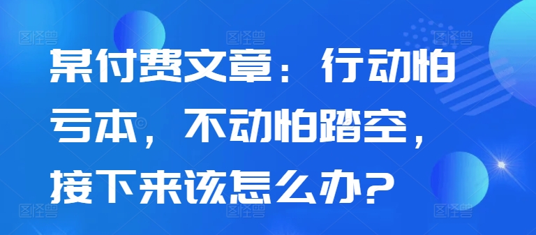 某付费文章：行动怕亏本，不动怕踏空，接下来该怎么办?-自媒体副业资源网